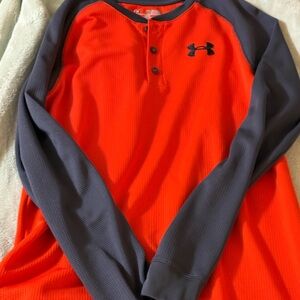 Under Armour boys orange and Gray Long Sleeve Shirt (youth XL)